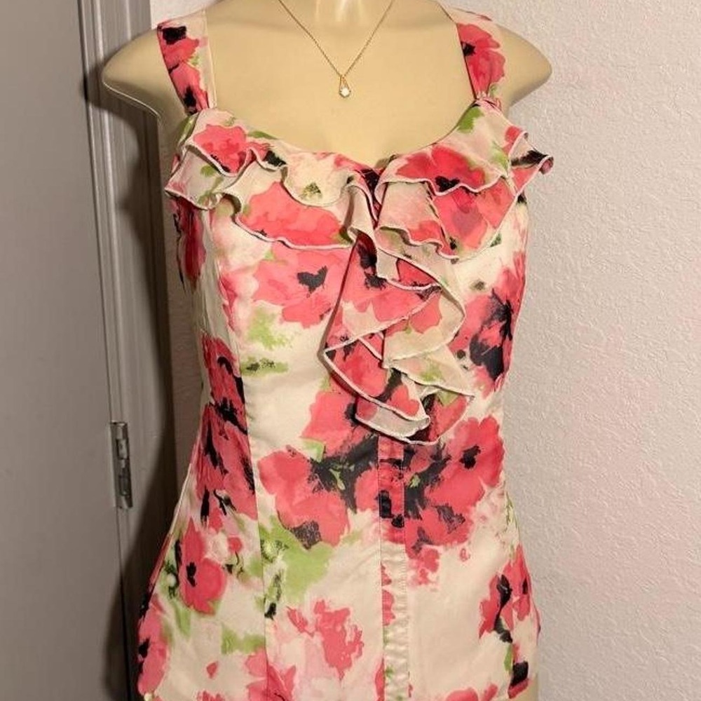 Pink and multicolor floral print tank top